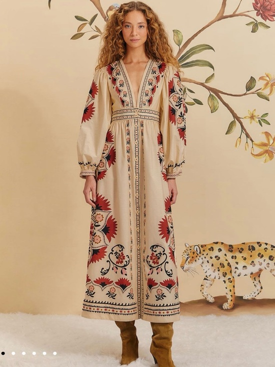 FARM Rio Dresses & Skirts - Farm Rio Cream Cashew Mandala Maxi Dress NWT Size M